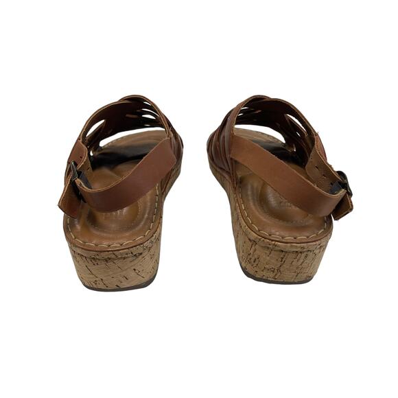 Born Sling Back Strappy Brown Leather Comfort Wedge Sandal Womens 9 - Picture 4 of 7